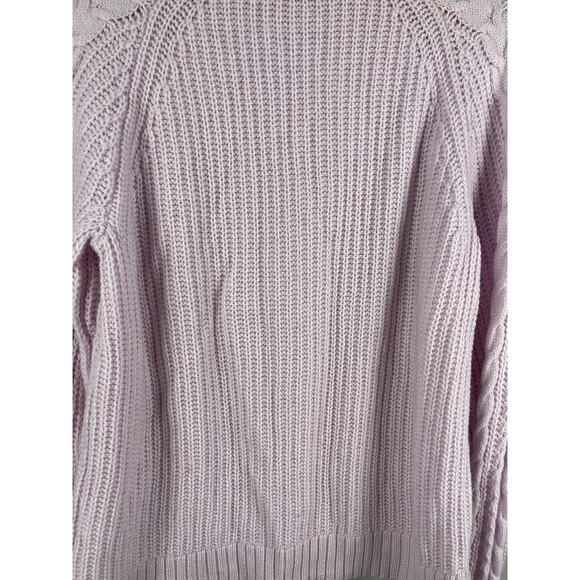 J. Crew Lambswool Azra Cable Knit Pom-Pom‎ Sweater Vivid Lilac Size Medium - Picture 11 of 12